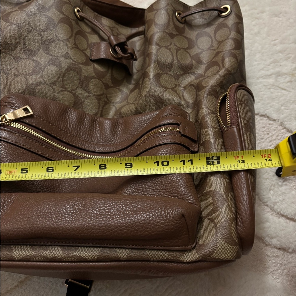 Coach Brown Signature Canvas & Leather Backpack - Picture 10 of 11